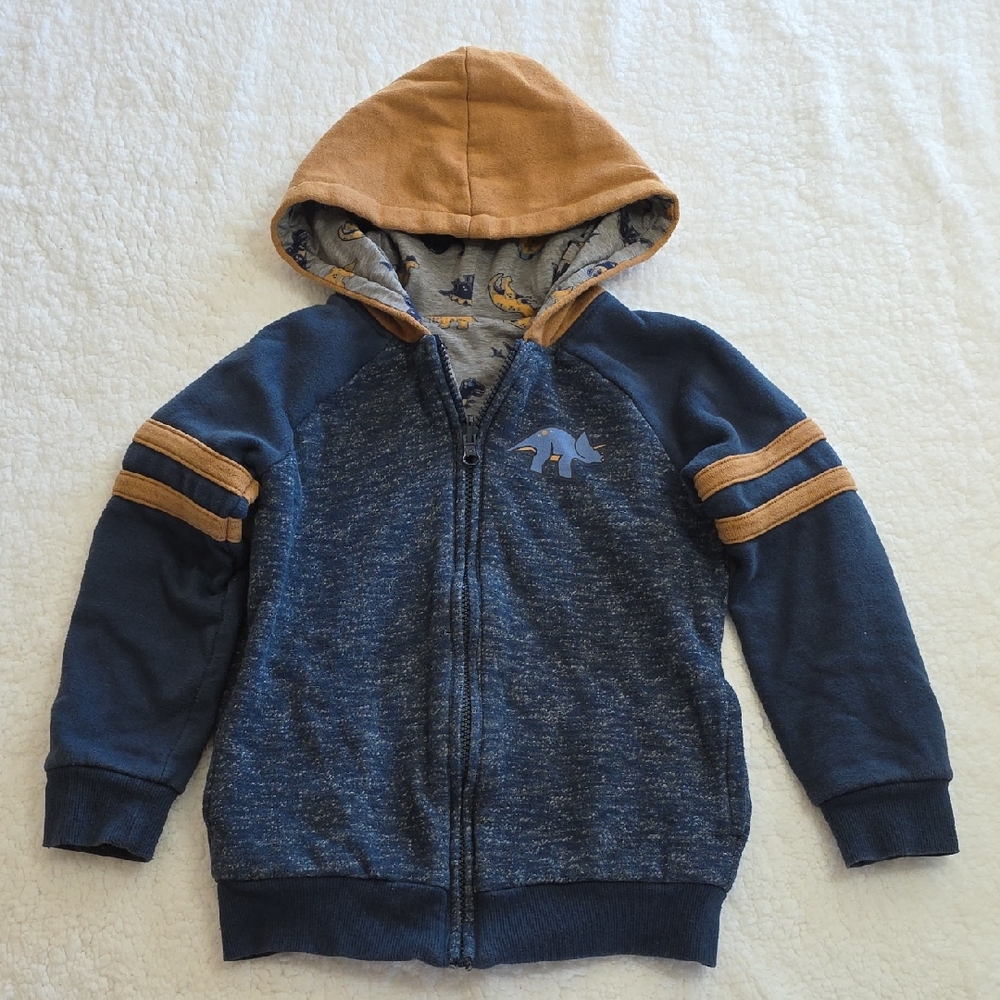 Epic Threads Navy and Tan Hooded Zip Sweatshirt